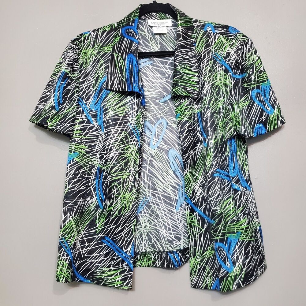 Miss Dorby Open Top Women Size 14 Ecletic Sequin Print Party Artsy Funky Disco
